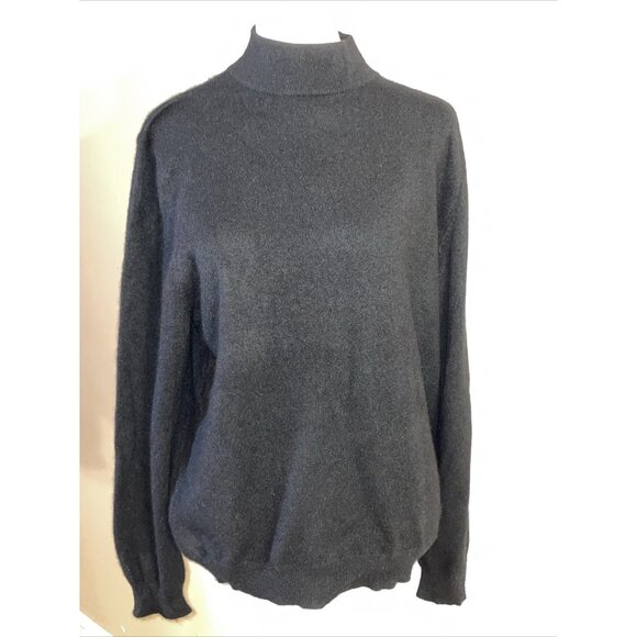 Charter Club Petite Black Mock Neck 100% Cashmere Sweater Pullover Cozy Sz LP - Picture 1 of 7